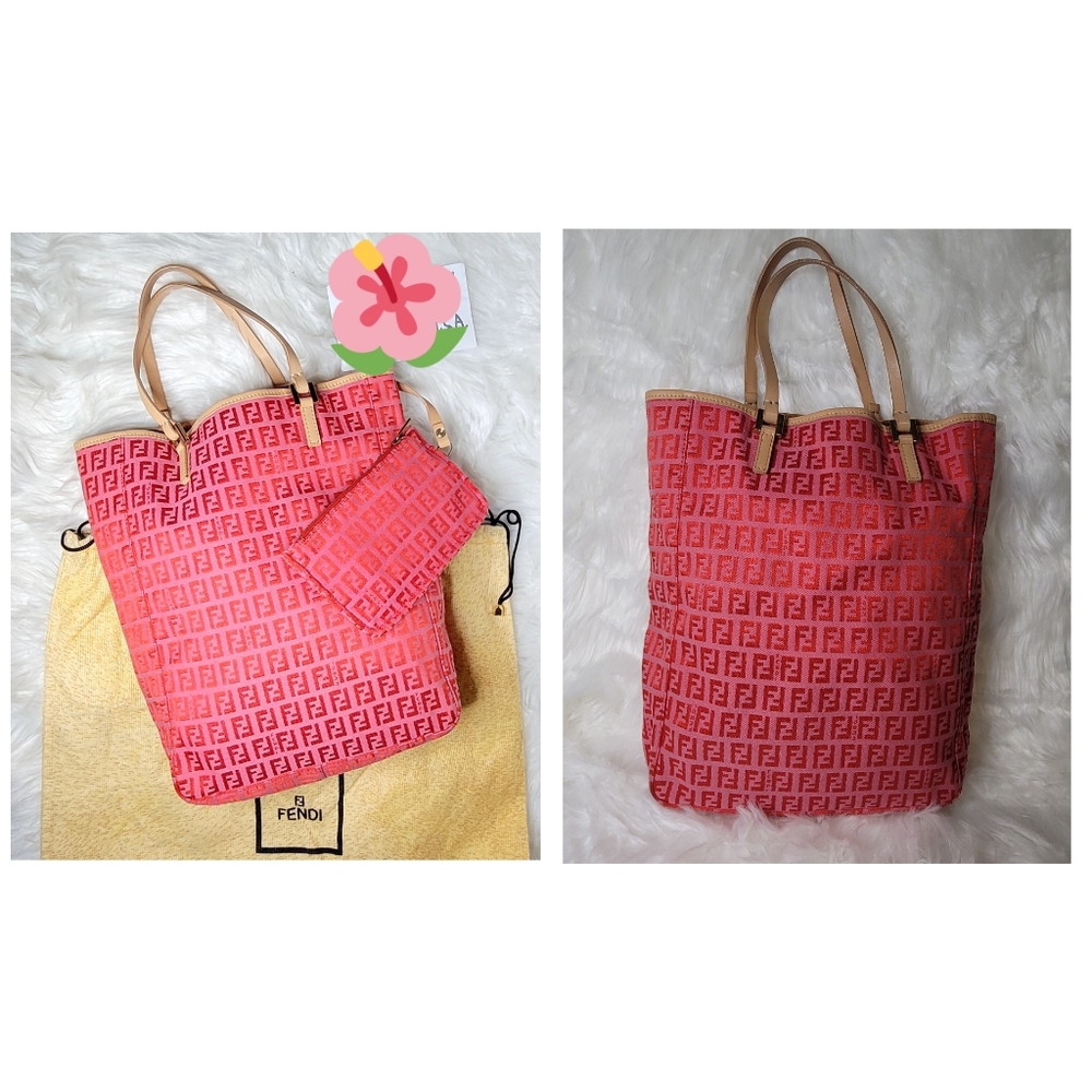 ❌SOLD❌FENDI Medium Zucchino Canvas Tote Bag Pink